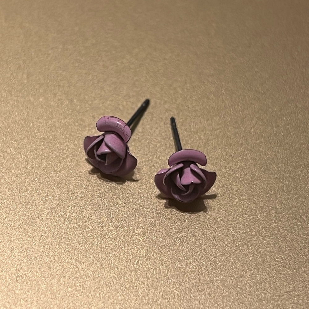 Purple Rose Stud Earrings